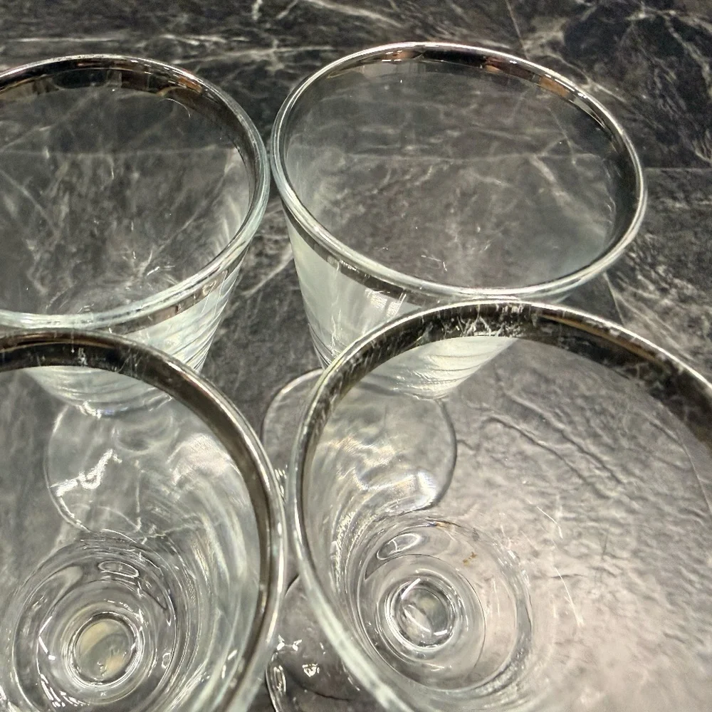 Silver Rimmed Shot Glasses (Set of 4)